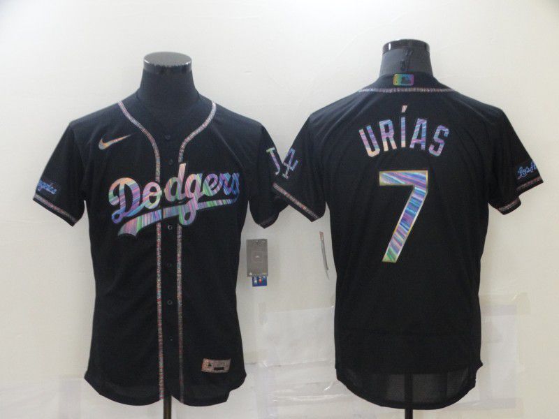 Men Los Angeles Dodgers #7 Urias Black Colorful Edition Elite 2021 Nike MLB Jersey